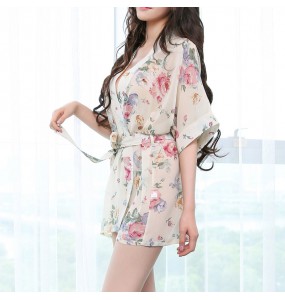 FEE ET MOI Sexy Lace Seethrough Sleep Dress (Beige)